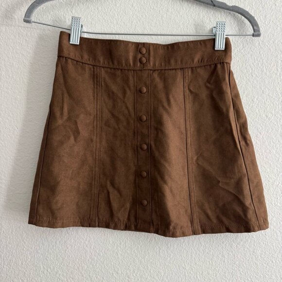 Abercrombie Kids Youth Girls Faux Suede Brown Mini Skirt Size 9/10 NWT - Picture 1 of 4